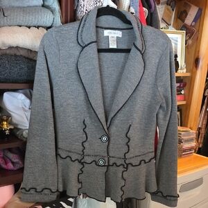 Nine West Charcoal Blazer with Black Trim